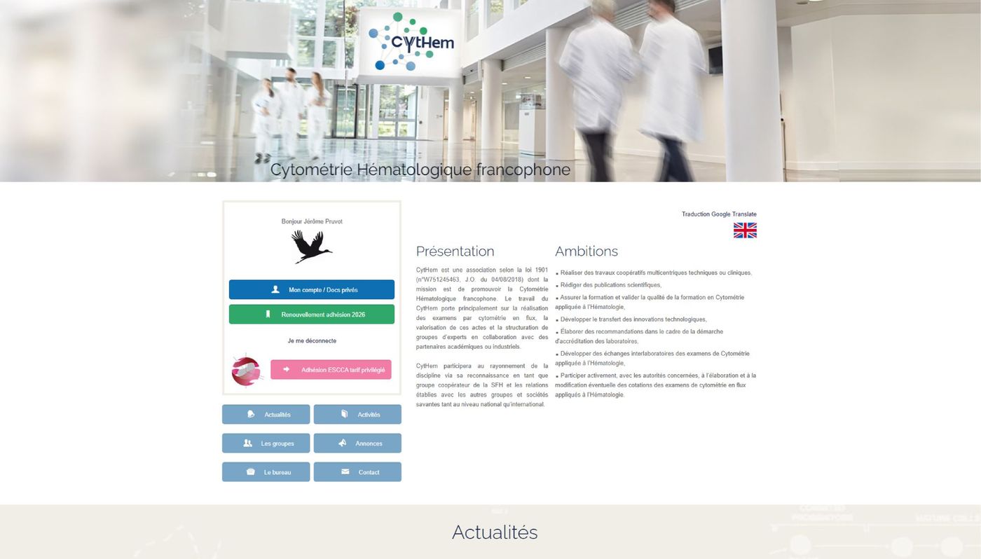 Page d'accueil du site CytHem