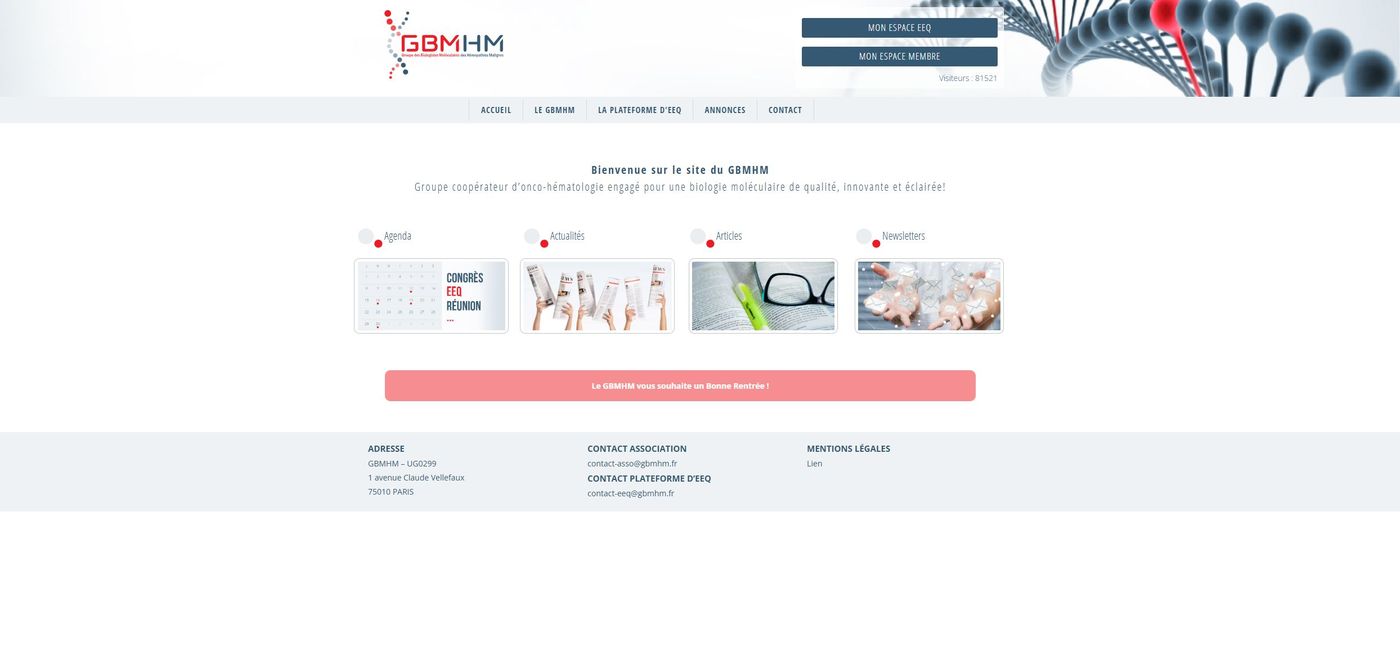 Page d'accueil du site GBMHM