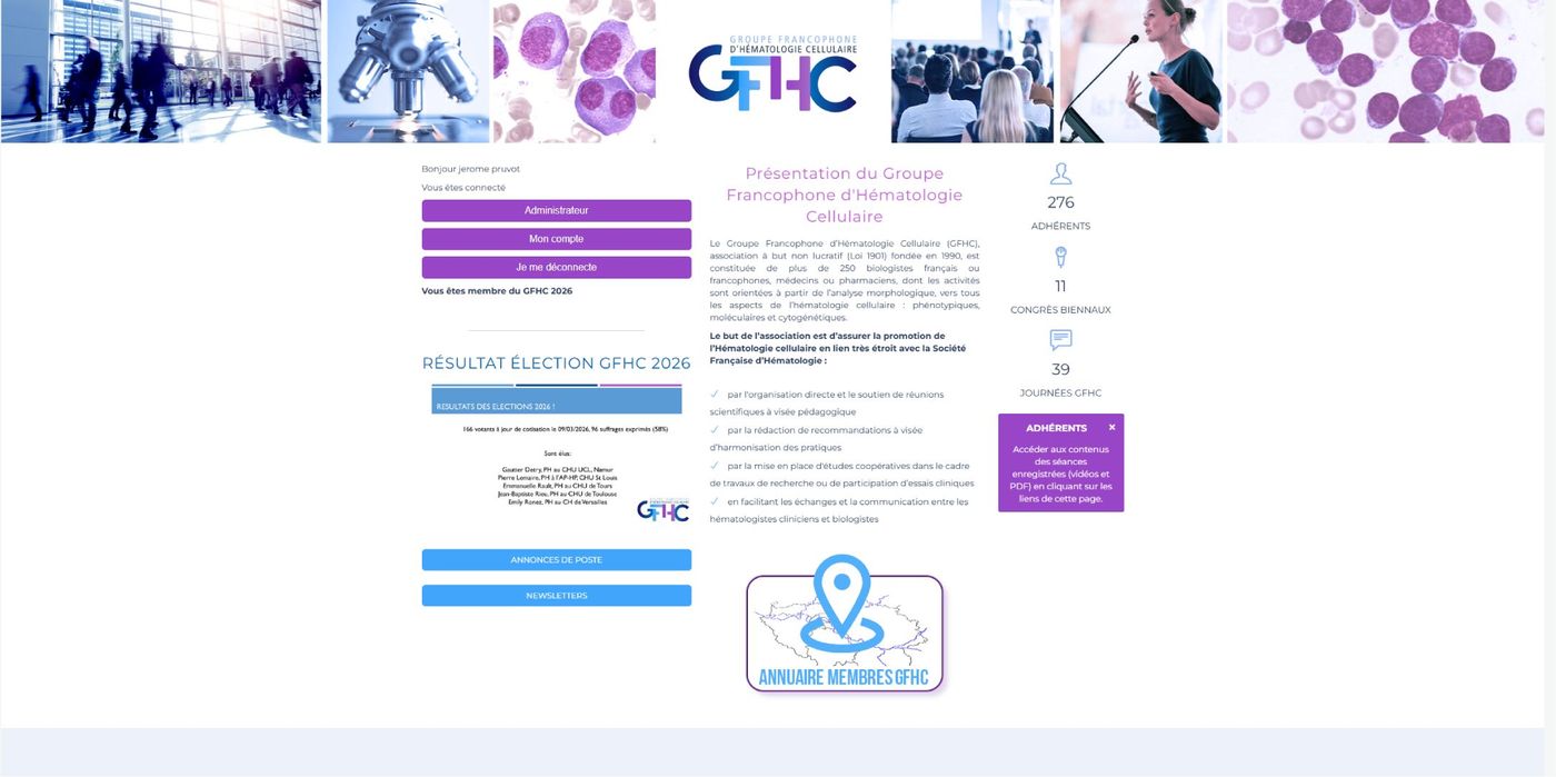 Page d'accueil du site GFHC